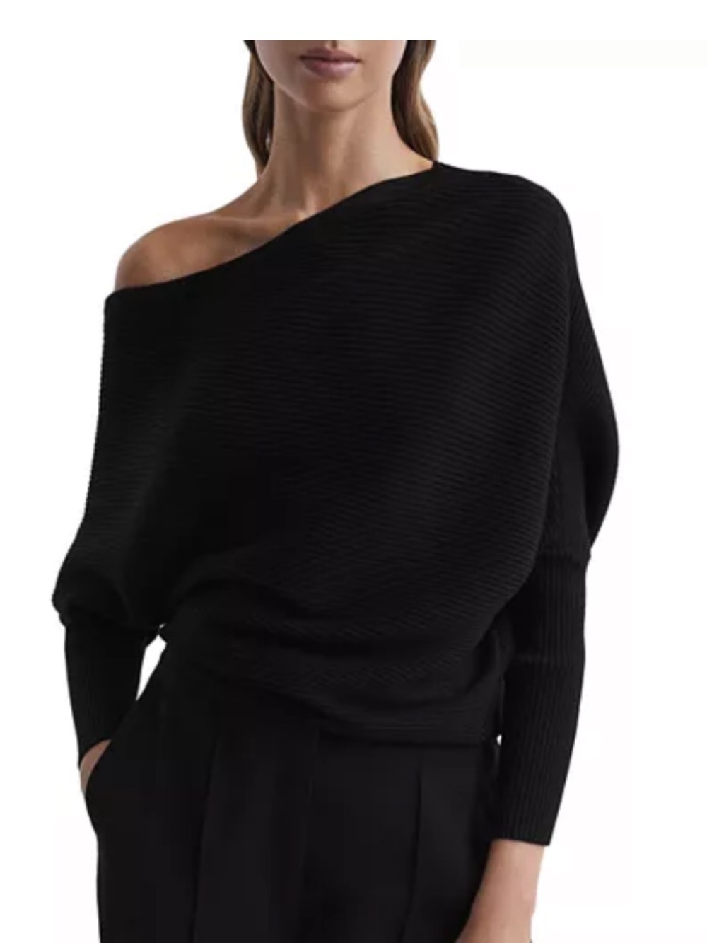 Alice + Olivia Black Off-Shoulder Women's Knit Top - Sz Med
